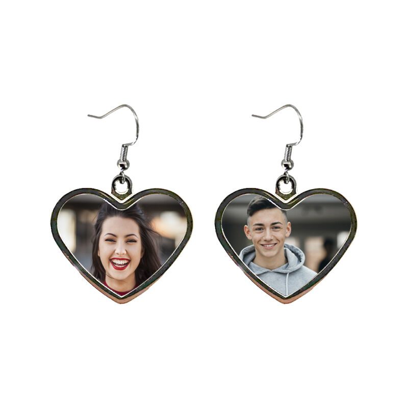 Earrings Metal Heart Double Cover