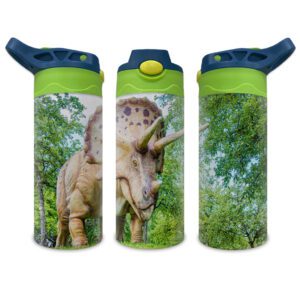 Kids Coloured Bottles Blue Handle Green Lid Cover Custom Print On Demand Australia Dinosaur