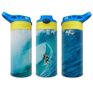 Kids Coloured Bottles Blue Handle Yellow Lid Cover Custom Print On Demand Australia Surf
