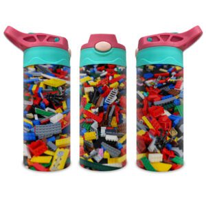 Kids Coloured Bottles Red Handle Green Lid Cover Custom Print On Demand Australia Lego