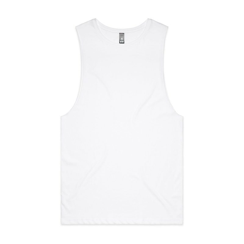 Mens AS Colour Tank Muscle Top Custom Photo Image Design White Front