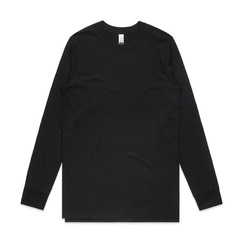 Mens AS Organic Long Sleeve T Shirt Custom Photo Image Design Black Front