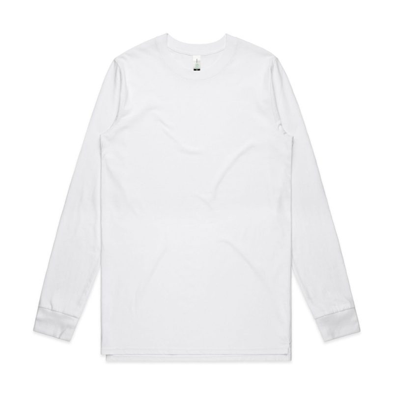 Mens AS Organic Long Sleeve T Shirt Custom Photo Image Design White Front