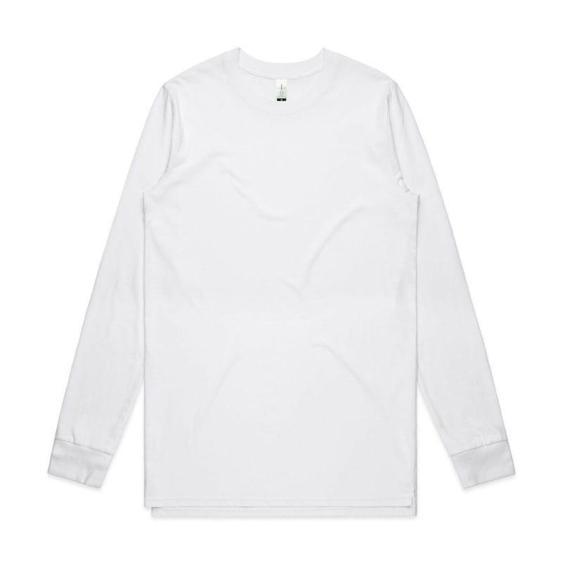 Mens AS Organic Long Sleeve T Shirt Custom Photo Image Design White Front