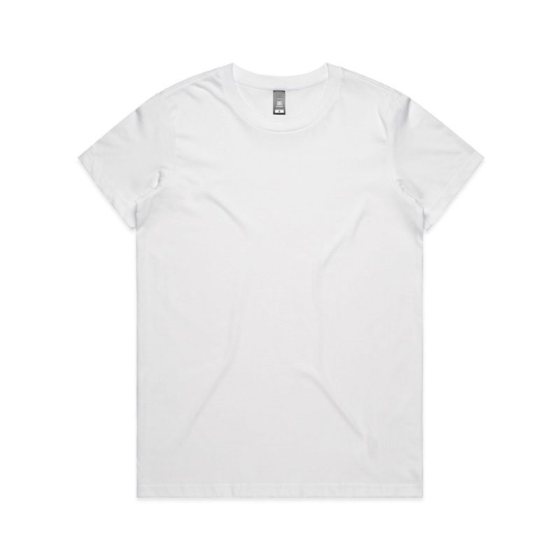 Womens AS Colour Maple Crew Neck T Shirt Custom Photo Image Design White Front