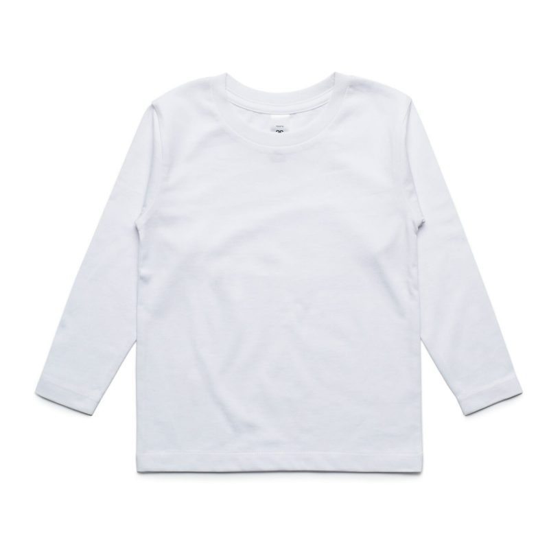 Youths Long Sleeve T Shirt Custom Photo Image Design White Front